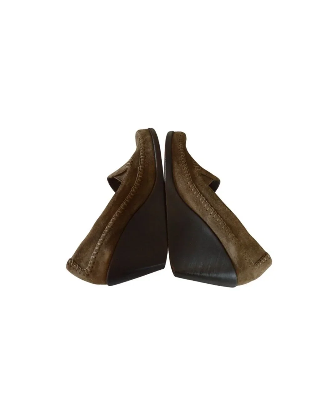 Aerosoles Brown Suede Leather Wedged Loafers Women's Size 8.5 y2k Twee Coquette